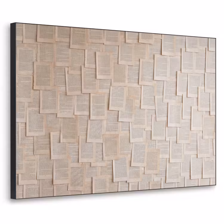 Boekpagina - Collage - Literatuur - Vintage - Beige Textielframe zwart klein -3d