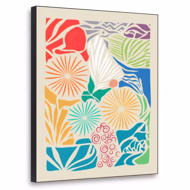 Kleurrijk - Abstract - Bloemen - Patronen Textielframe - compleet frame klein -3d