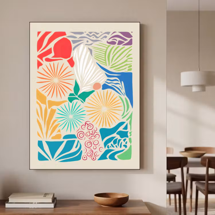 Kleurrijk - Abstract - Bloemen - Patronen Textielframe zwart klein -sfeer2