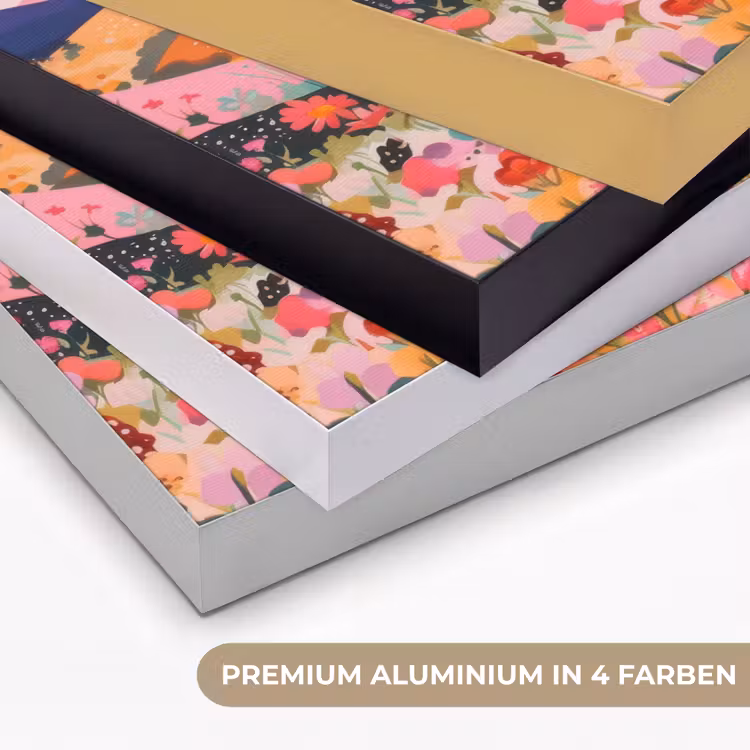 Kleurrijke bloemen - Bergen - Fantasielandschap Textielframe zwart klein -USP_kleurenDE