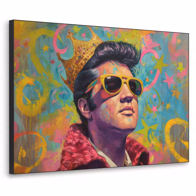 Kleurrijk portret - Kroon - Sterren Textielframe zwart klein -3d