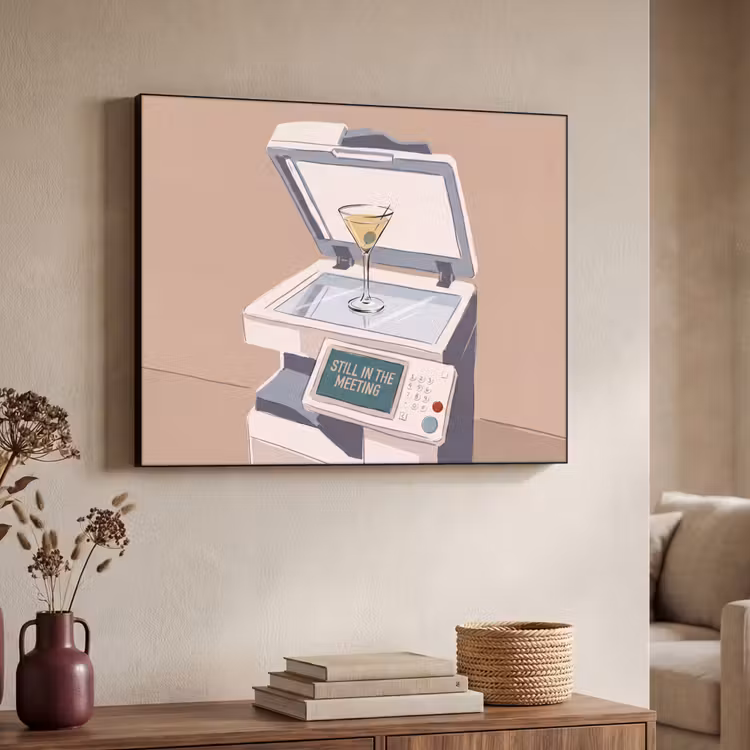 Kantoor - Drank - Humor - Illustratie Textielframe zwart klein -sfeer3