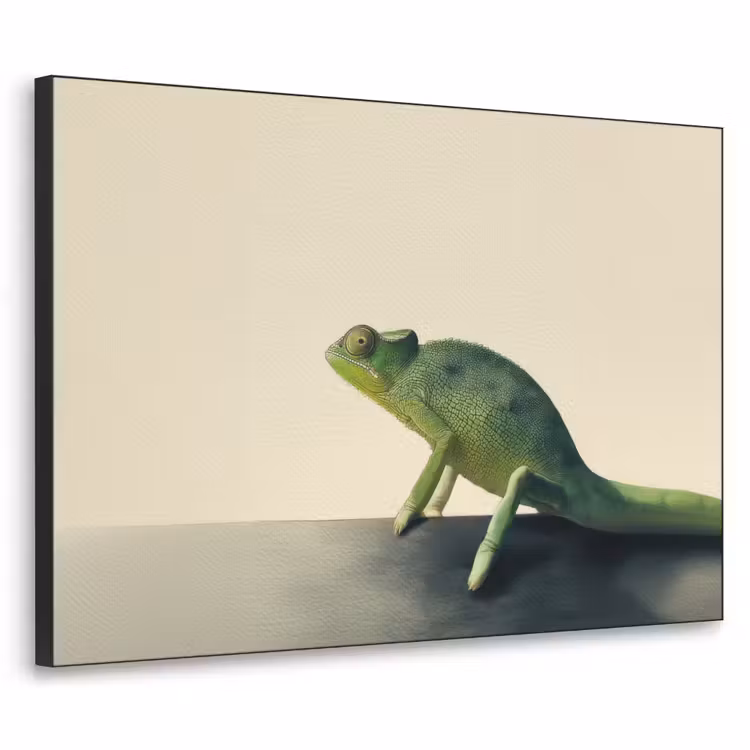 Kameleon - Groen - Minimalistisch Textielframe zwart klein -3d