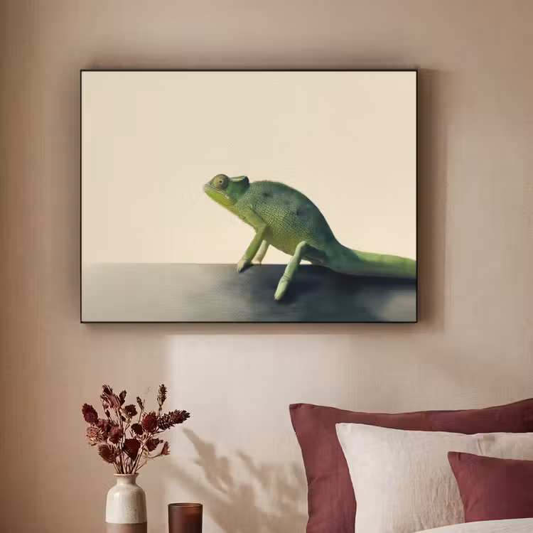 Kameleon - Groen - Minimalistisch Textielframe - compleet frame klein -sfeer1