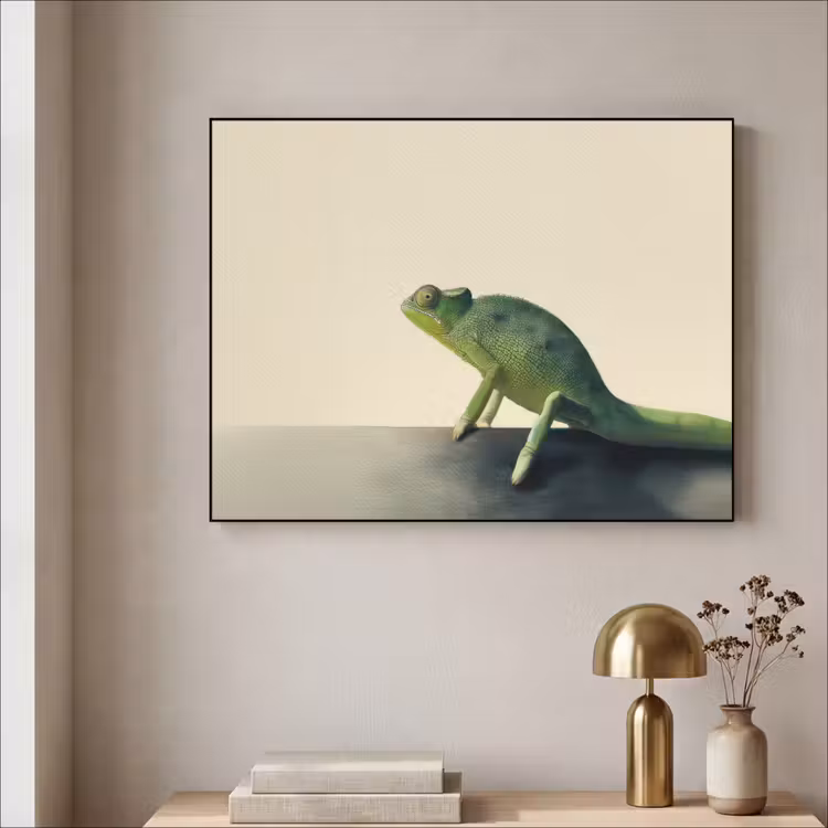 Kameleon - Groen - Minimalistisch Textielframe - compleet frame klein -sfeer2