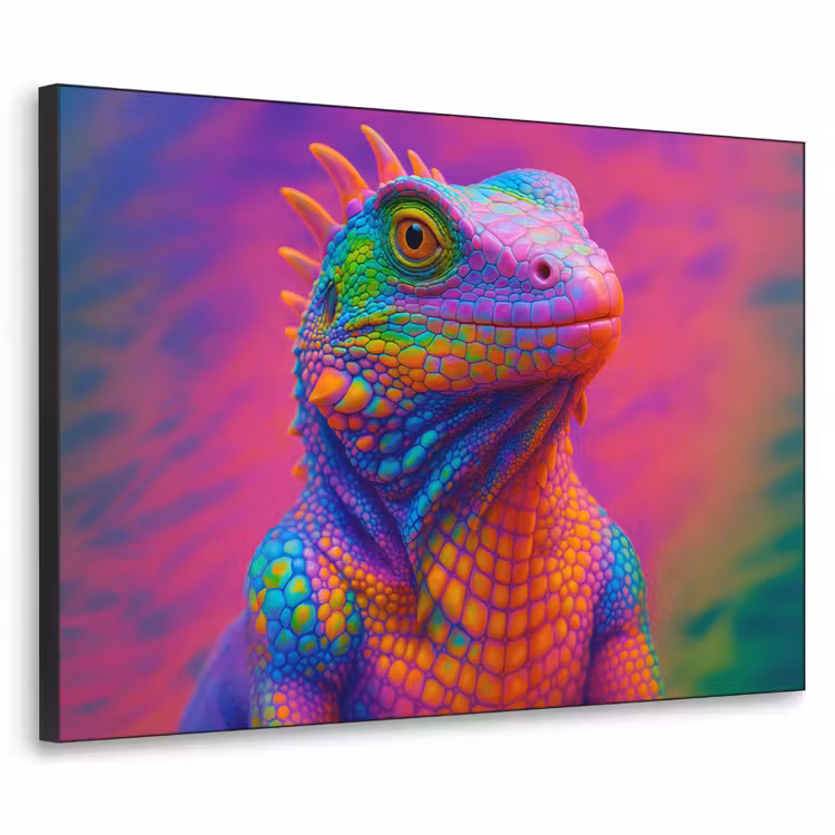 Kameleon - Dieren - Neon - Kleur Textielframe - compleet frame klein -3d