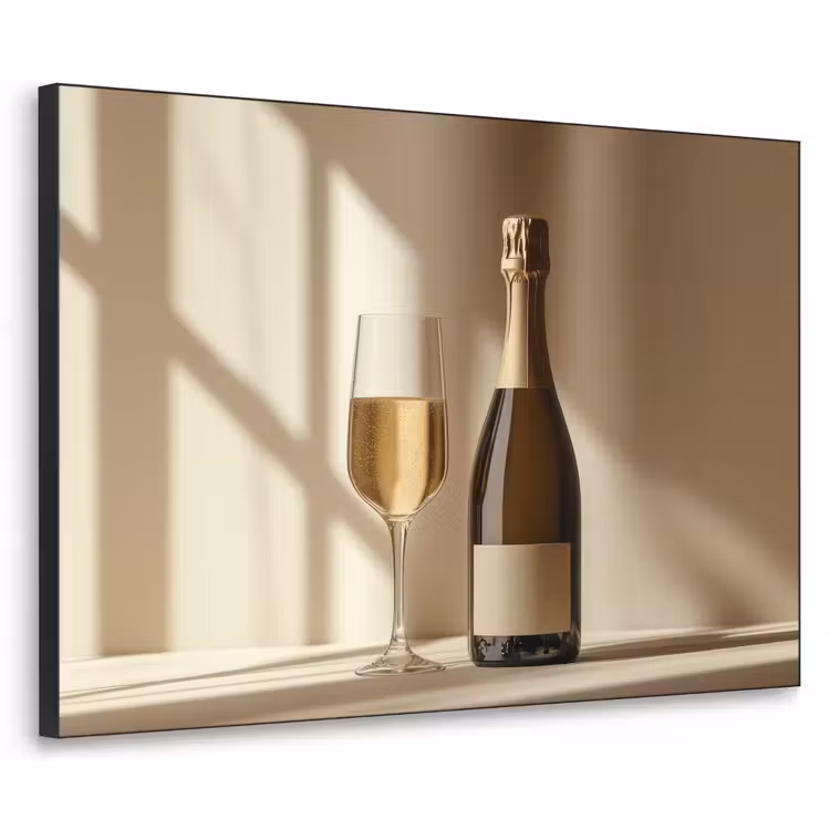 Champagne - Beige - Schaduw - Bubbels Textielframe zwart klein -3d