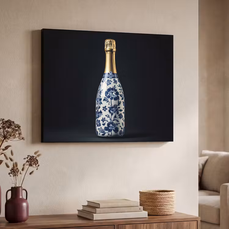 Champagne - Bloemen - Goud - Chique Textielframe - compleet frame klein -sfeer3
