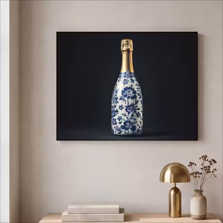 Champagne - Bloemen - Goud - Chique Textielframe - compleet frame klein -sfeer2