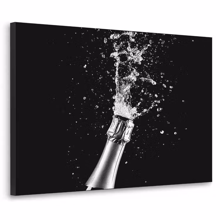 Champagne - Zwart - Spetters - Popping Textielframe zwart klein -3d