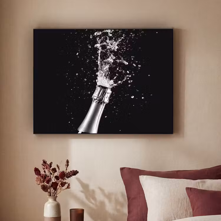 Champagne - Zwart - Spetters - Popping Textielframe zwart klein -sfeer1