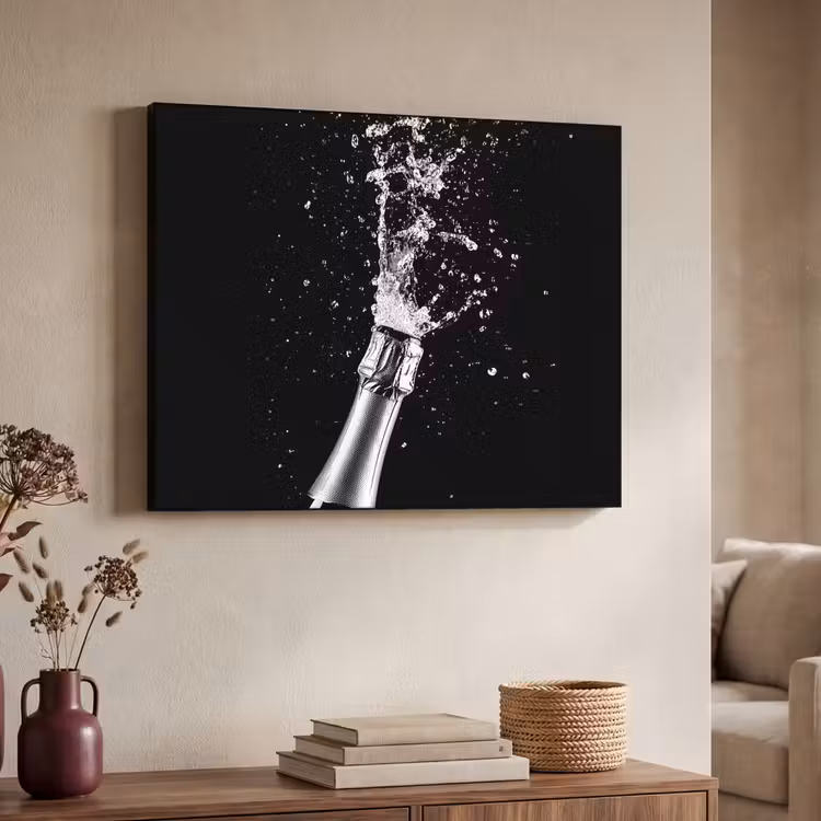 Champagne - Zwart - Spetters - Popping Textielframe - compleet frame klein -sfeer3