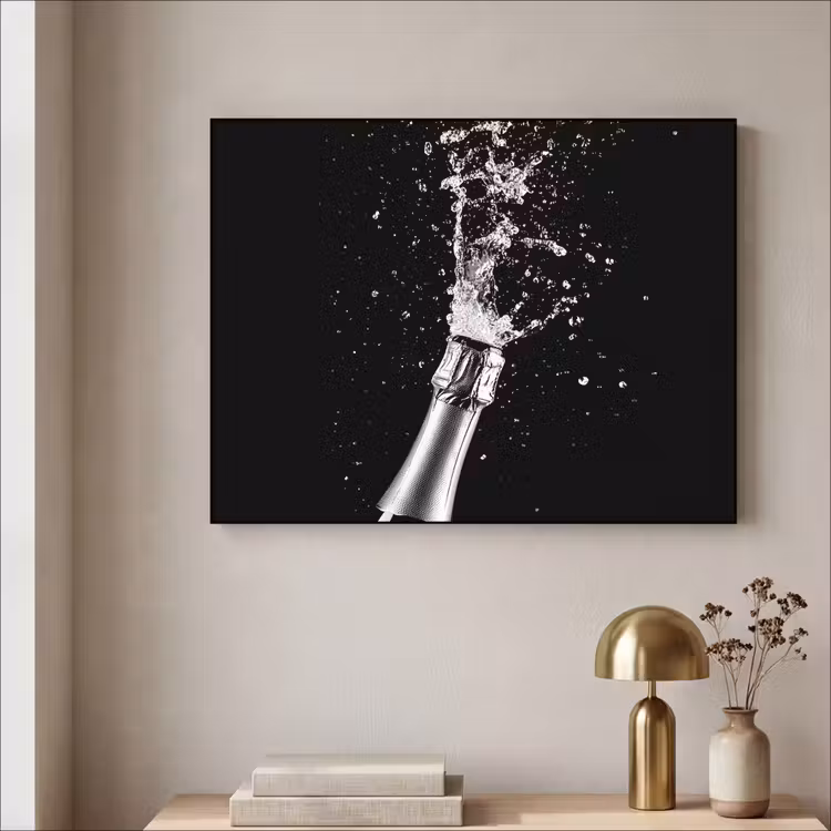 Champagne - Zwart - Spetters - Popping Textielframe - compleet frame klein -sfeer2