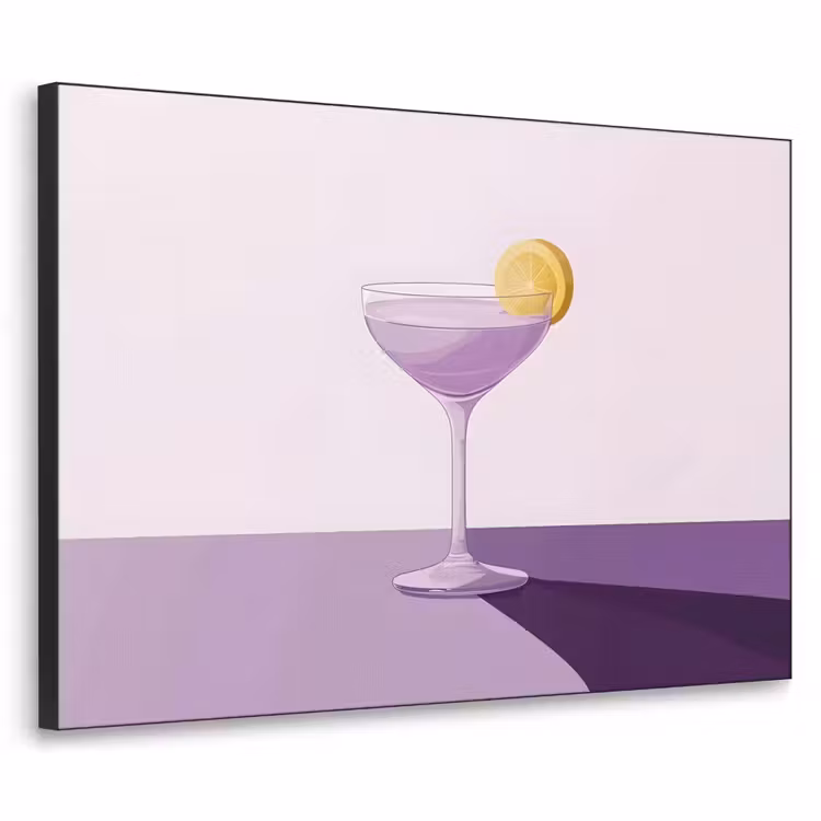 Cocktail - Paars - Minimalistisch - Citroen Textielframe zwart klein -3d