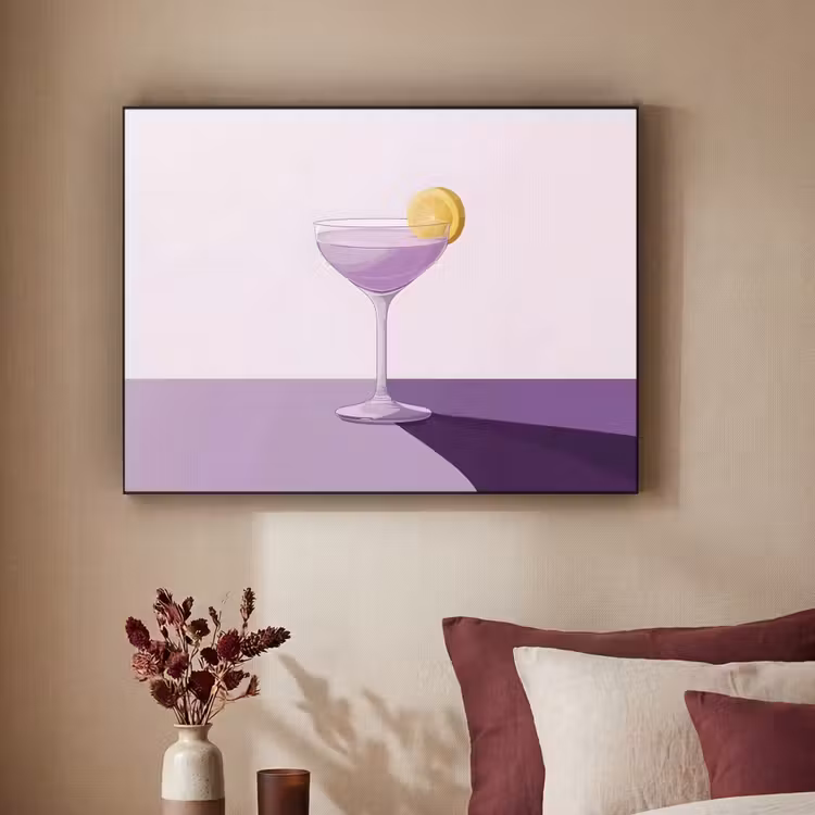 Cocktail - Paars - Minimalistisch - Citroen Textielframe - compleet frame klein -sfeer1