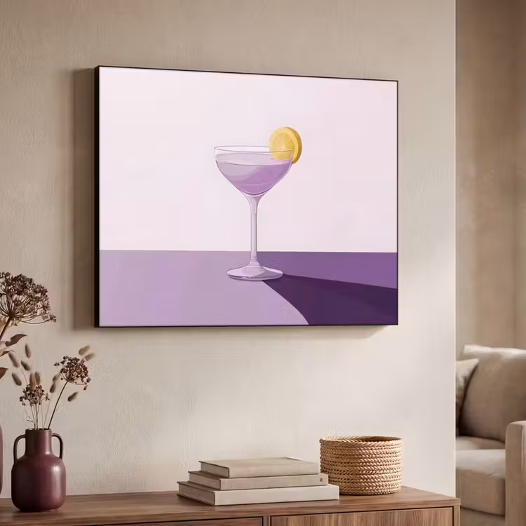 Cocktail - Paars - Minimalistisch - Citroen Textielframe zwart klein -sfeer3
