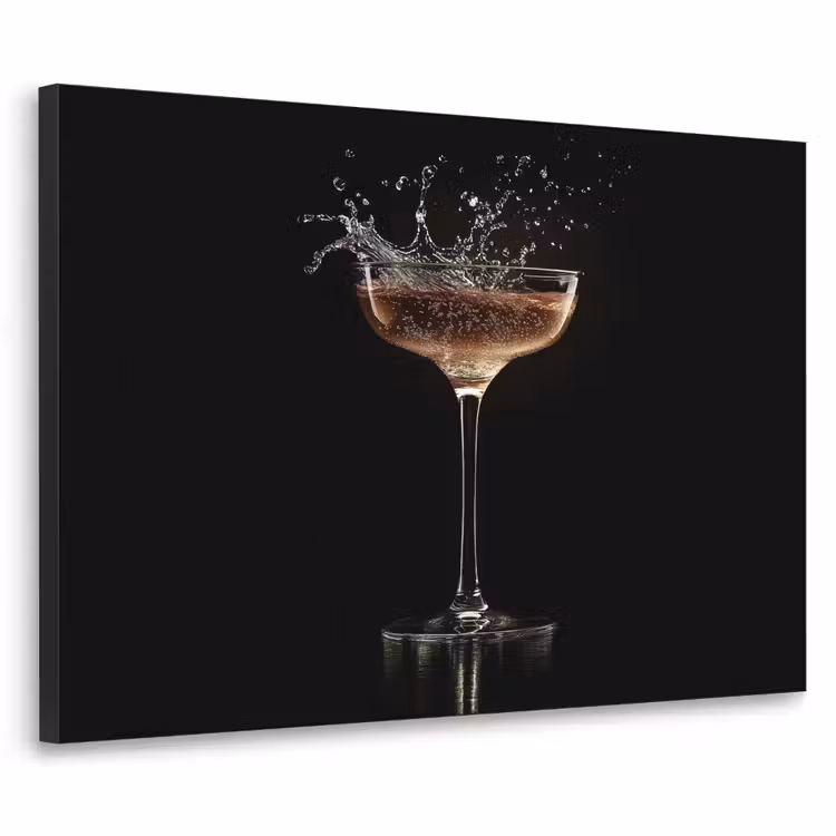 Cocktail - Zwart - Spetters - Glas Textielframe zwart klein -3d