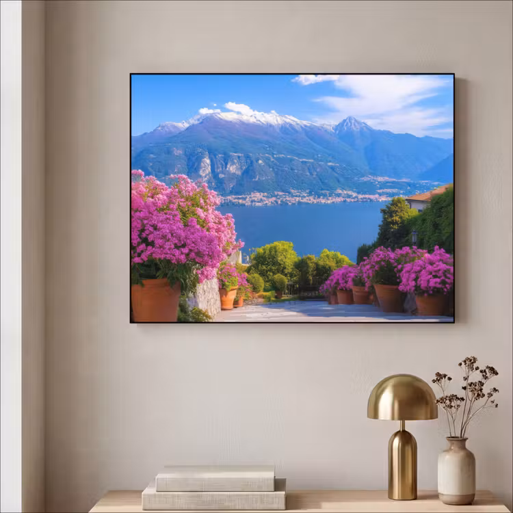 Lake Como - Italië - Landschap Textielframe - compleet frame klein -sfeer2
