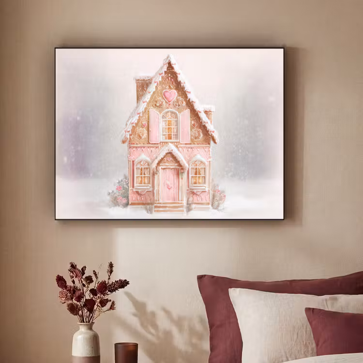 Huisje - Suiker - Pastel Textielframe - compleet frame klein -sfeer1