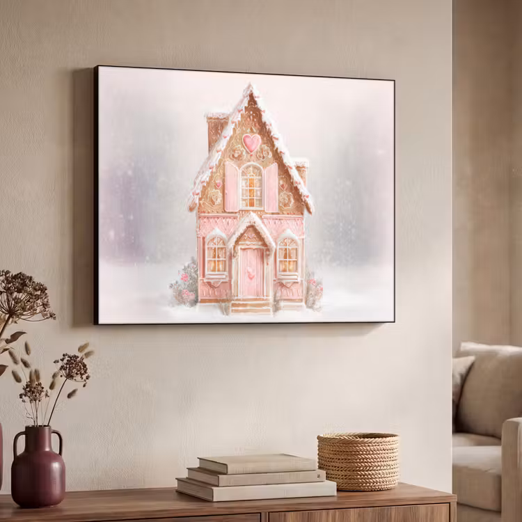 Huisje - Suiker - Pastel Textielframe zwart klein -sfeer3