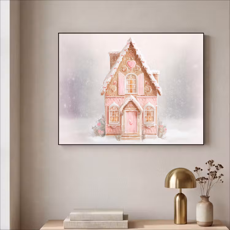 Huisje - Suiker - Pastel Textielframe - compleet frame klein -sfeer2