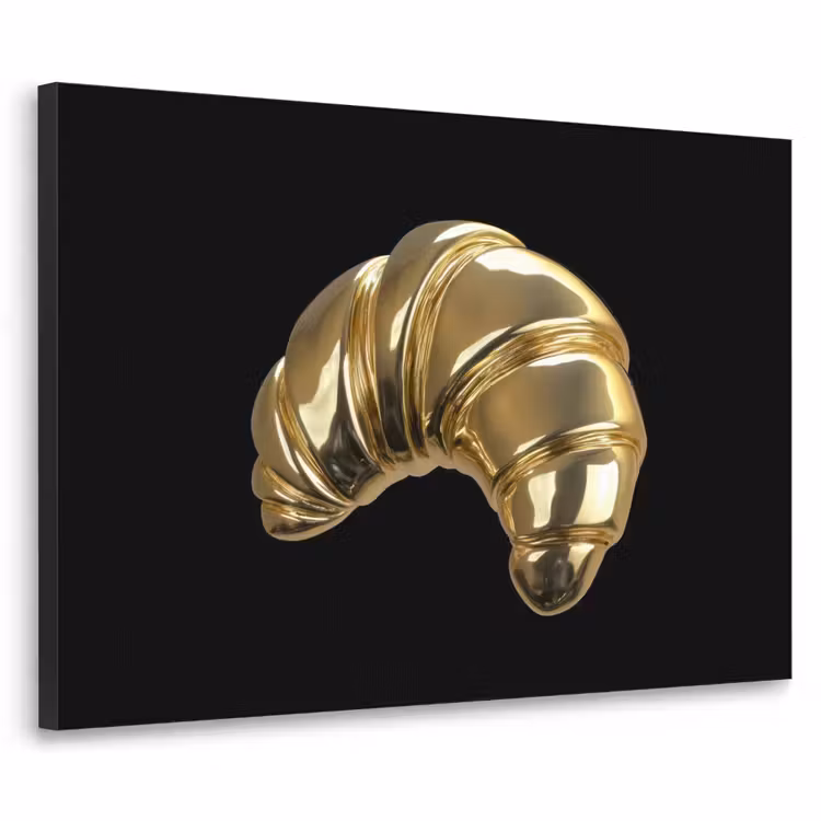 Croissant - Brood - Goud - Zwart Textielframe - compleet frame klein -3d