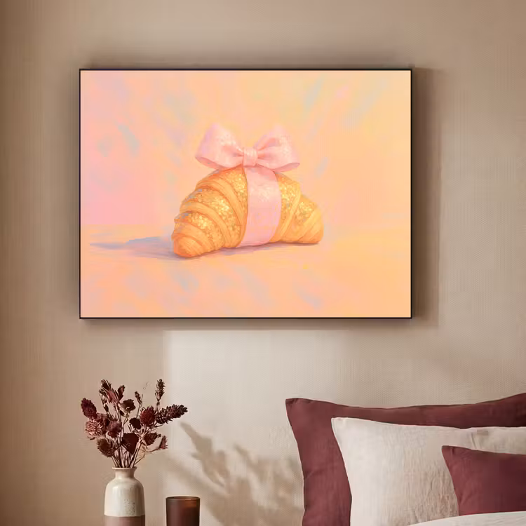 Croissant - Strik - Roze Textielframe - compleet frame klein -sfeer1