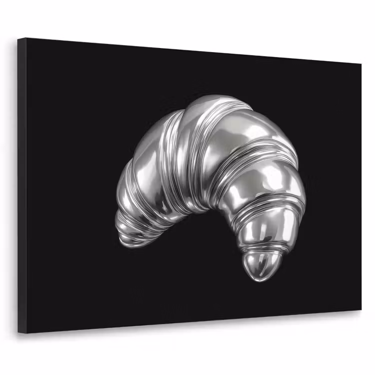 Croissant - Metaal - Zilver Textielframe zwart klein -3d