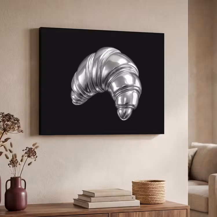 Croissant - Metaal - Zilver Textielframe zwart klein -sfeer3