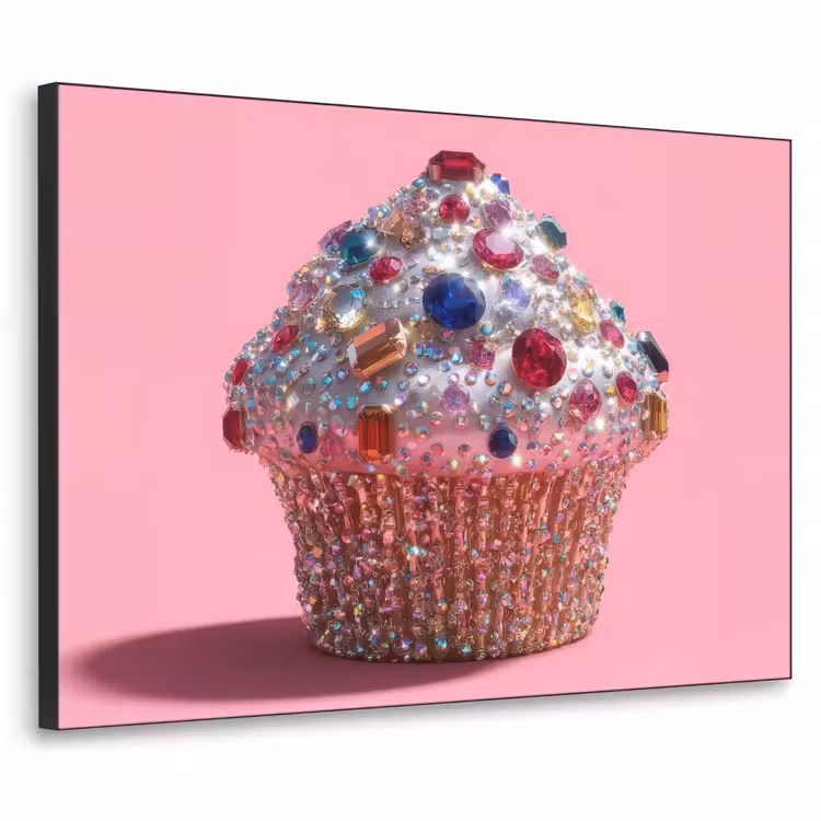 Cupcake - Kleurrijk - Edelstenen Textielframe - compleet frame klein -3d
