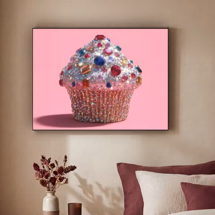 Cupcake - Kleurrijk - Edelstenen Textielframe - compleet frame klein -sfeer1