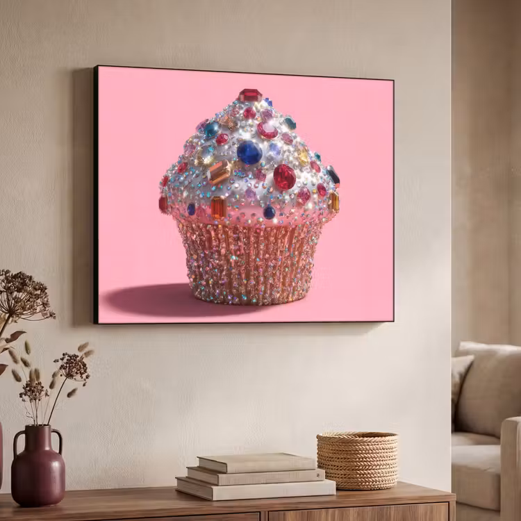 Cupcake - Kleurrijk - Edelstenen Textielframe - compleet frame klein -sfeer3
