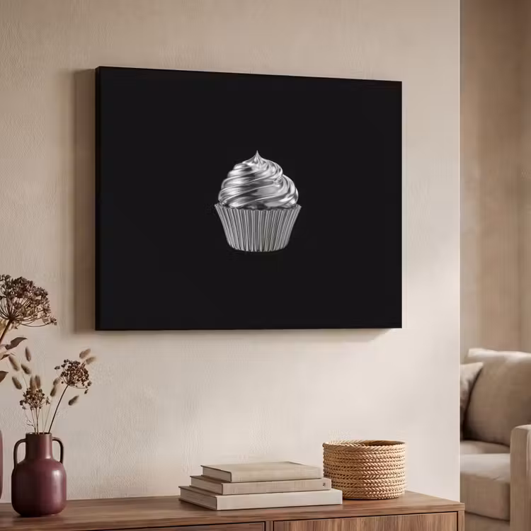 Cupcake - Luxueus - Zilver Textielframe zwart klein -sfeer3