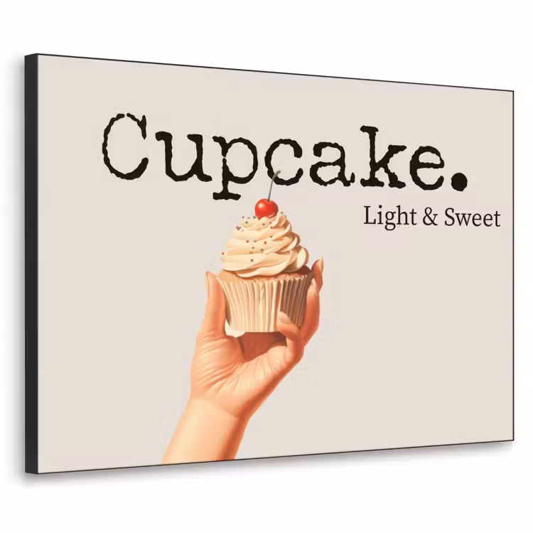 Cupcake - Zoet - Kers Textielframe zwart klein -3d