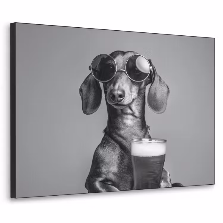Teckel - Bier - Glas - Bril Textielframe - compleet frame klein -3d
