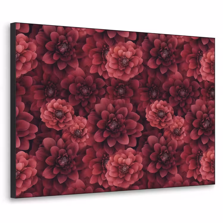 Dahlias - Bloemen - Rood Textielframe zwart klein 947 -3d