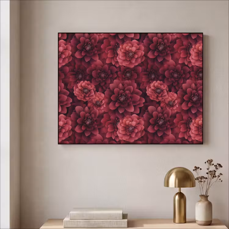 Dahlias - Bloemen - Rood Textielframe zwart klein 947 -sfeer2