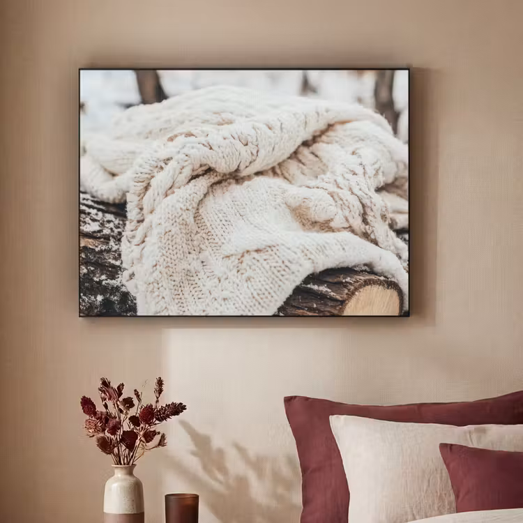 Deken - Wit - Boomstronk - Winter - Sneeuw Textielframe zwart klein -sfeer1