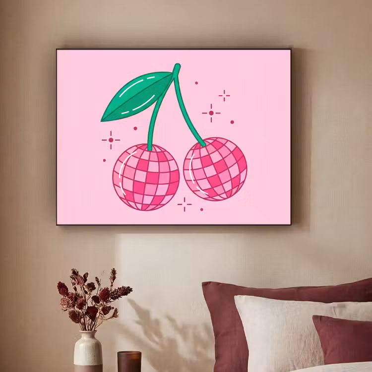 Decoratie - Disco-bal - Feest - Roze Textielframe zwart klein -sfeer1