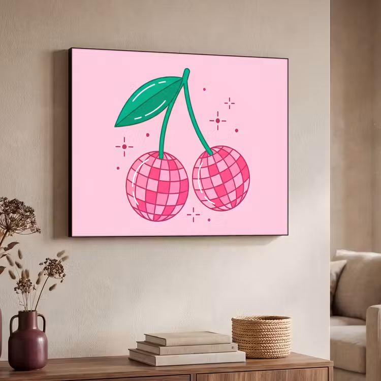 Decoratie - Disco-bal - Feest - Roze Textielframe zwart klein -sfeer3