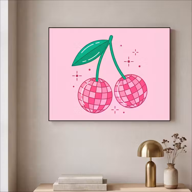 Decoratie - Disco-bal - Feest - Roze Textielframe zwart klein -sfeer2