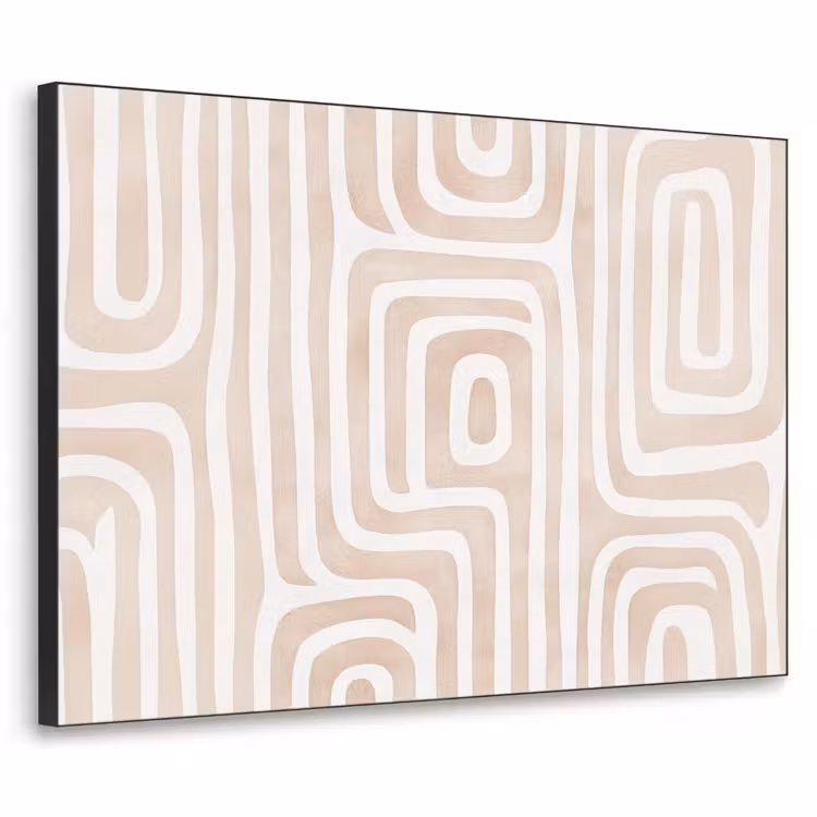 Decoratief - Labyrint - Beige Textielframe zwart klein -3d