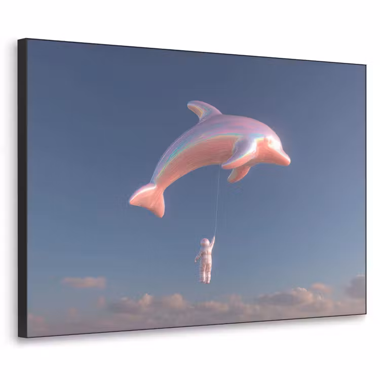 Dolfijn - Roze - Astronaut Textielframe - compleet frame klein -3d