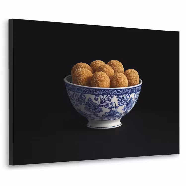 Delfts blauw - Bitterballen - Holland - Schaal Textielframe zwart klein -3d