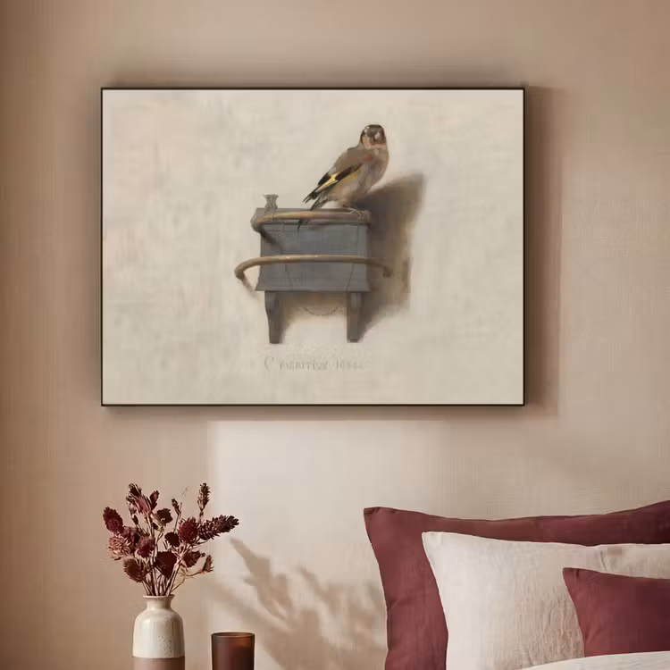 Het Puttertje - Schilderij - Fabricius - Oude Meester Textielframe zwart klein -sfeer1