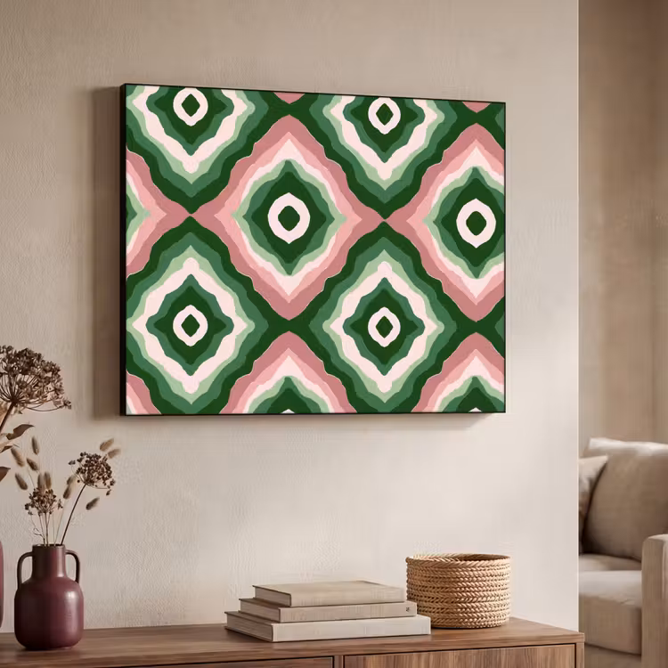 Ontwerp - Organisch - Kleurrijk Textielframe zwart klein 947 -sfeer3