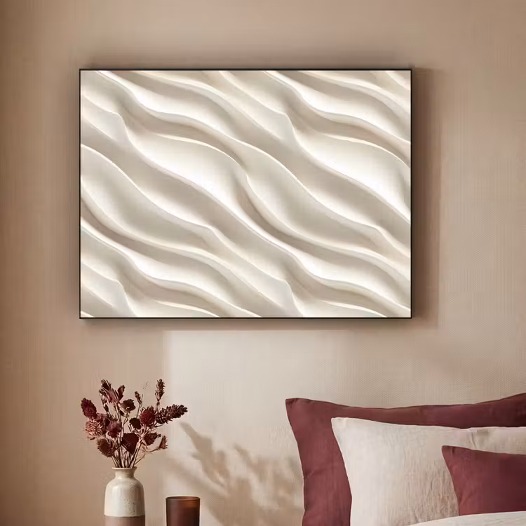 Diagonaal - Golven - Crème Textielframe zwart klein 947 -sfeer1