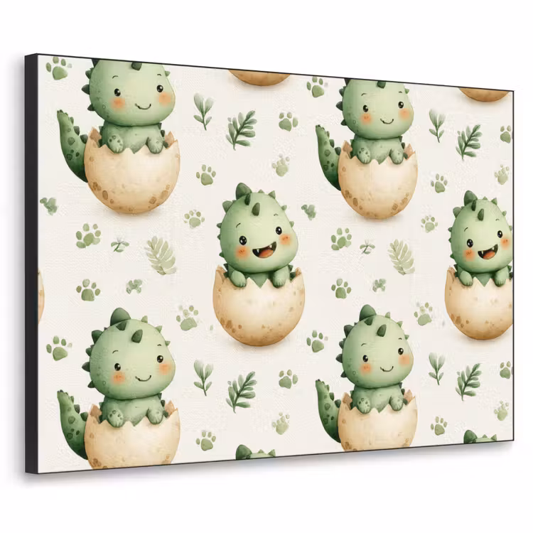 Dino - Eieren - Groen Textielframe zwart klein 947 -3d