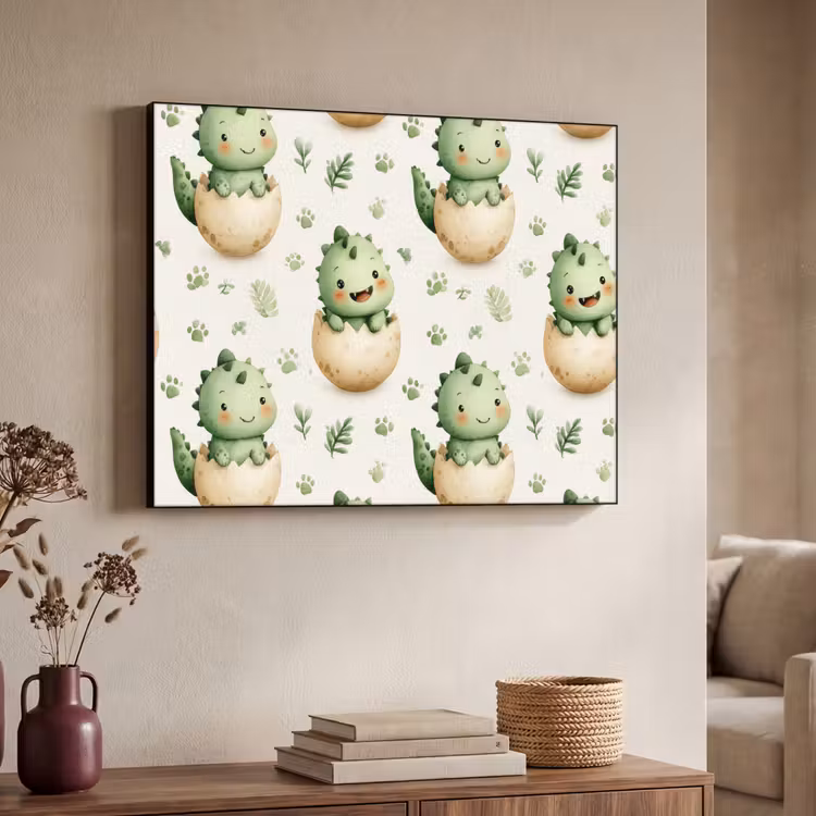 Dino - Eieren - Groen Textielframe zwart klein 947 -sfeer3