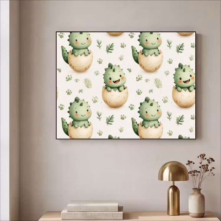 Dino - Eieren - Groen Textielframe zwart klein 947 -sfeer2